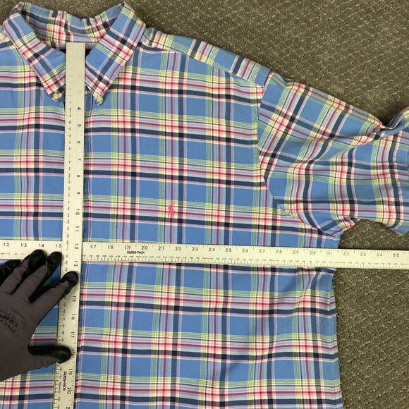 Ralph Lauren Short Sleeve Twill Shirt Men's 3XB Plaid Blue Red Green Button Down - Picture 6 of 8